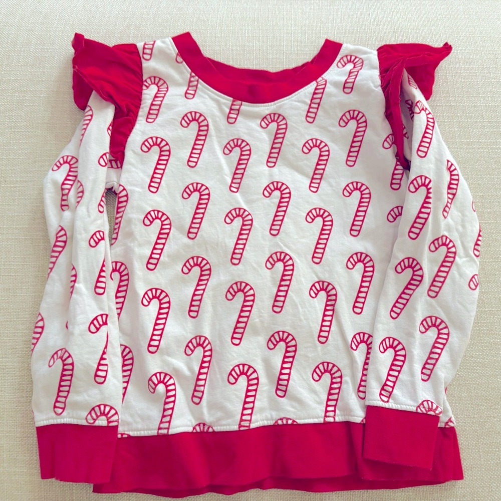 Candy Cane Ruffle Sweatshirt
